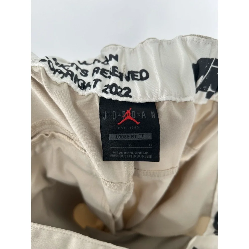 Air Jordan Flight Heritage Woven Pants Mens Large Beige Tan Loose Fit DV1609-206